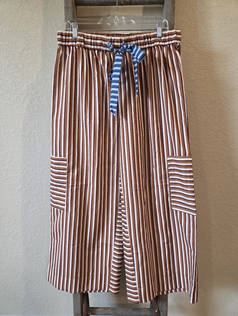 NWT Fashion Brand Women's Striped Wide-Leg Drawstring Pants - Size XL